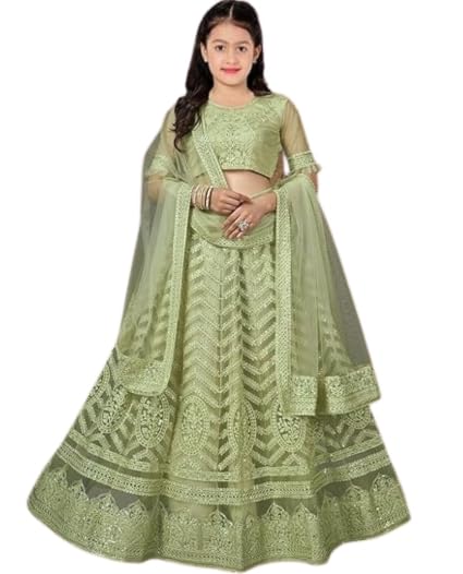 Image of RUKHA FAB Girls Lehenga Choli Set with Dupatta, Embroidered Traditional Indian Ethnic Wear for Kids, Wedding & Festival Party Dress