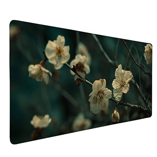 Zeipopge Bosson De Prune Tapis De Souris Noir et Blanc Tapis De Souris 800x300 Base en Caoutchouc la Vitesse et la PréCision Optimisé pour Les Capteurs, Convient pour Le Bureau, la Maison et Les Jeux