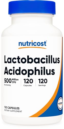 Nutricost Lactobacillus Acidophilus 500 Million CFU Per Serving (120 Capsules)