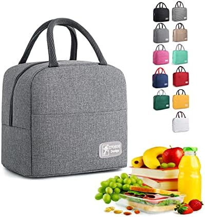ZVOSOO Insulated Lunch Bags for Women and Men, Reusable Lunch Boxes, Waterproof Tote Bag for Work, Office, Picnic, Outdoor(Light Grey)