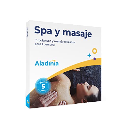 ALADINIA Spa y masaje. Paquete de experiencias para regalar. Cofre con circuito spa y masaje, ideal para hombres o mujeres. Validez 5 años, Cambios Gratis e ilimitados