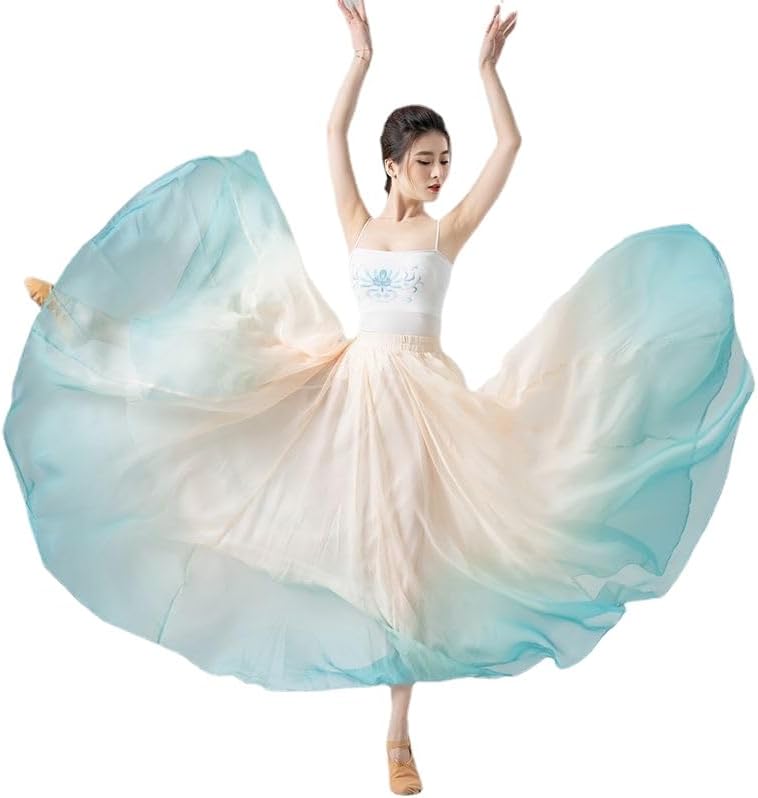 HEARTTOUCH Women's Lyrical Dance Skirt 800 Double-Sided Long Swing Wrap Skirts Ballet Modern Dance Costumes for Performance