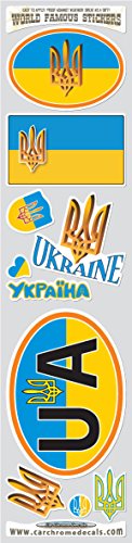Car Chrome Decals STS-UA Ukraine10 Stickers Sticker Set Ukrainian Tryzub Flag Decals Bumper car auto Bike Laptop