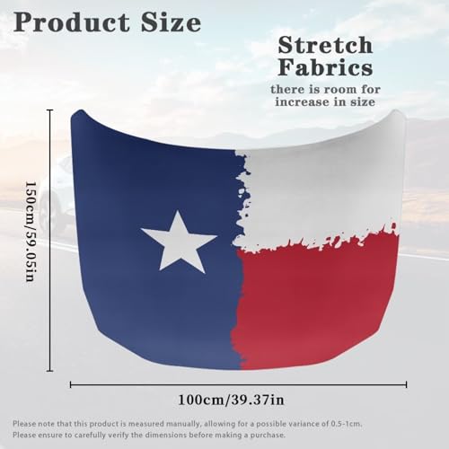 Image of Texas Flag Car Hood Cover Stretch Polyester Car Hood Cover Washable Automotive Accessories Suitable Most Automotive Sedans Trucks SUVs Sports Cars
