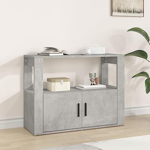 NAVIYERA Armario auxiliar estrecho para dormitorio, aparador, gris hormigón, 80 x 30 x 60 cm, material de madera, para pasillo o salón