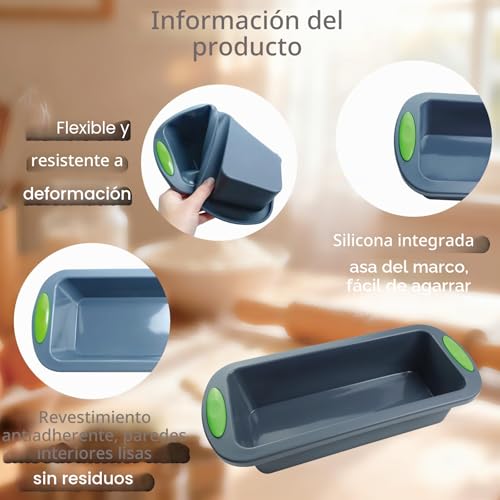 Miniatura 3 de Bmzxch 2 Piezas Molde Bizcocho Rectangular Antiadherente Silicona Rectangular Bizcocho Horno Reposteria Para Pan Silicona Para Pasteles Panes Tostadas 28 X 12 X 6,3 Cm