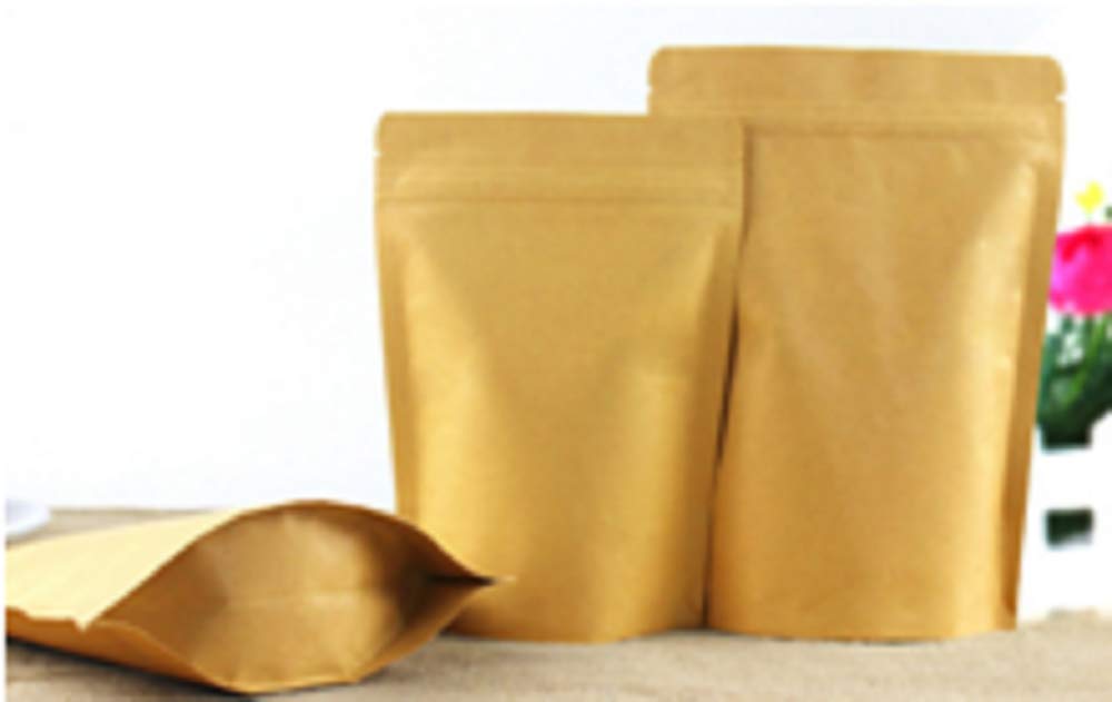 WEPACK Kraft Paper Brown Stand up Zip Lock Pouch with Inner Lamination - 180mm x 260mm (Pack of 50)