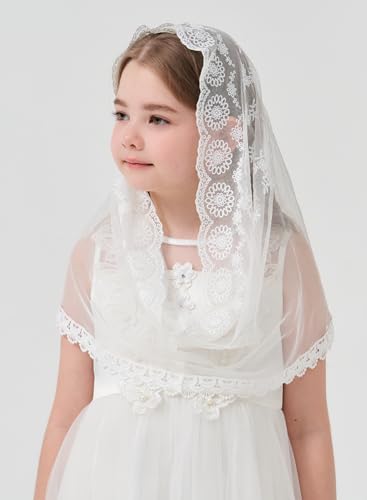 White Infinity for Girls Lace Infinity Scarf for Girls First Communion Veils for Kids Baptism Veil K122