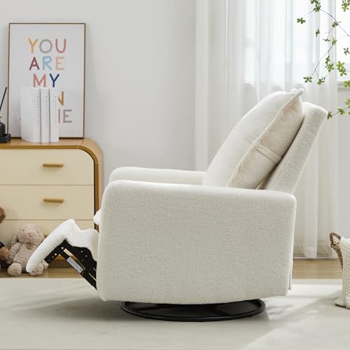 Sillón giratorio reclinable blanco de boucle miniatura 7