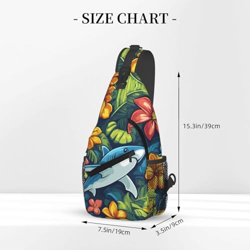 Mochila bandolera ligera para adultos estilo Cute Ocean Shark Flower miniatura 3