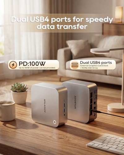 Image of AOOSTAR MACO AMD R7 PRO 6850H Mini PC (8C /16T 4.70Ghz) with LPDDR5 6400Mhz 24GB RAM &1TB M.2 2280 PCIE4.0 NVME SSD,3 *M.2 Slots; Dual 2.5G; LAN Dual USB4；Four-Screen 4K Display