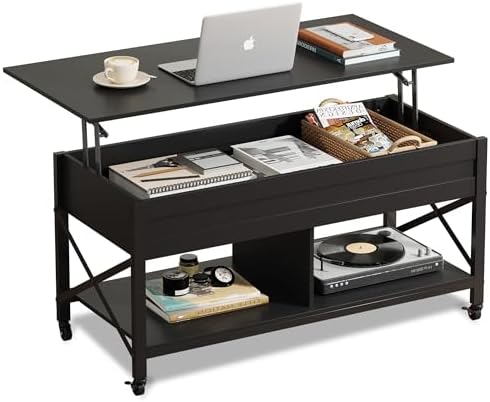 WLIVE Coffee Table, 41.3" Lift Top Coffee Table with 4 Wheels, Hi...