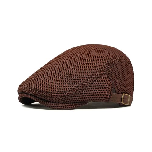 Breathable Flat Cap with Adjustable Strap for Men Women, Breathable Summer Light Newsboy Cap for Driving Walking