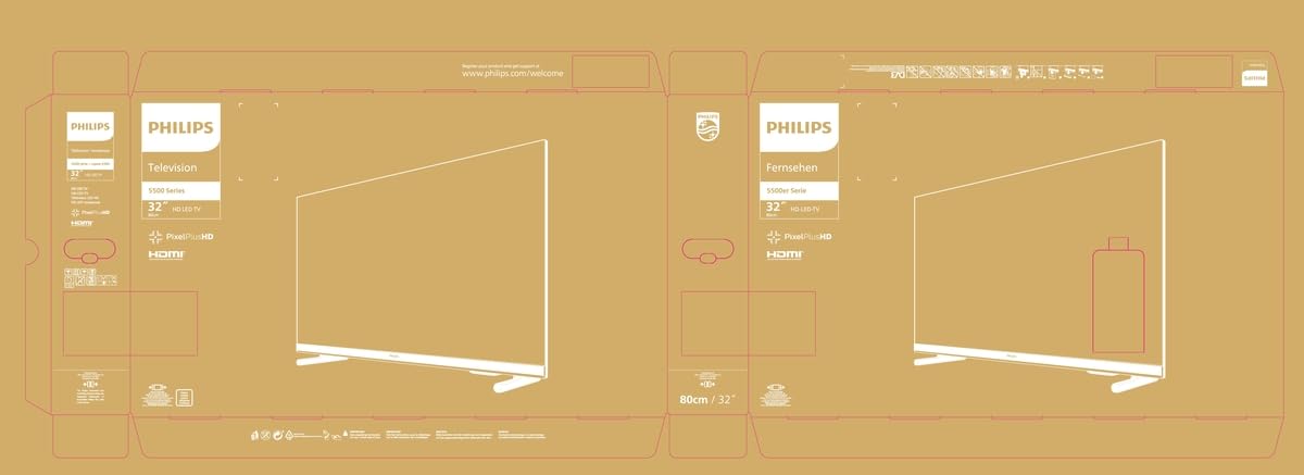 PHILIPS 32PHS5507/12 Telewizor 80 cm (32") (HD, potrójny tuer, HDMI, USB, CI+, czarny matowy) [rok modelowy 2022]
