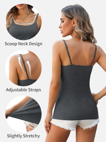 Image of V FOR CITY Unpadded Tank Top for Women with Shelf Bra Cotton Camis 3 Pack