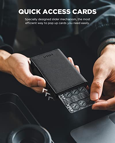 VULKIT Card Holder Wallet with Airtag Holder & ID Window Pop Up Slim Leather Wallet RFID Blocking for Credit Cards and Cash2