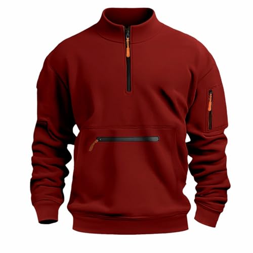 Sudadera para hombre con cuello de cremallera 1/4, suéter de cuello alto, sudaderas sin capucha, camisetas de manga larga con cremallera para hombre, casual y a la moda, deportiva, media cremallera