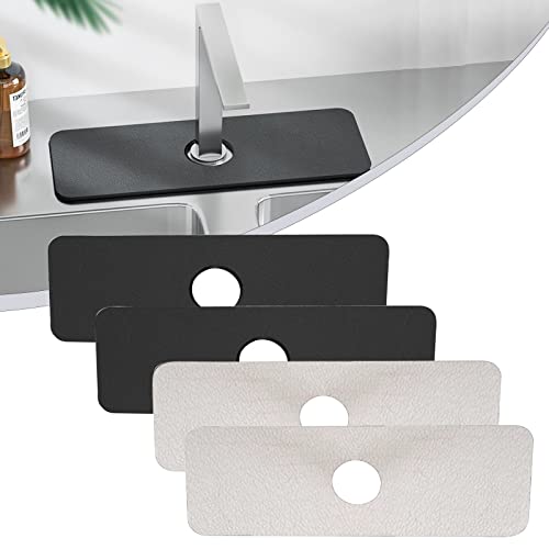 Stocomodi Alfombrilla para Grifo Impermeable Cocina, 4 unids Goteador Bandeja Fregadero Mat, Protectores Anti Salpicaduras para Cocina Baño Casa Hotel(Gris+Blanco) Cover