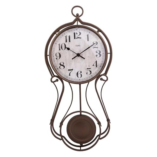 Lily's Home Antique Metal Pendulum Wall Clock - Elegant Regulator Clock for for Living Room & Home Decor & Kitchen Decor & Wall Décor