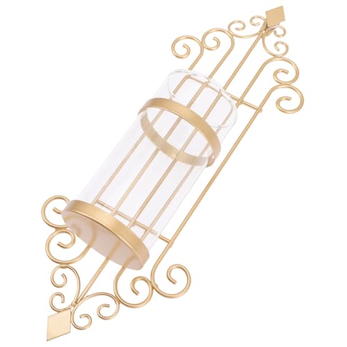 HOODANCOS Candelabro de Pared de Hierro y Vidrio Color Rosa Dorado Soporte para Vela Decorativo para Sala Comedor y Dormitorio Diseño Europeo Elegante para Decoración Mural