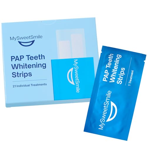 MySweetSmile Pap Teeth Whitening Strips - Enamel-Safe, Sensitivity-Free Formula - 42 Peroxide-Free Whitening Strips - Dentist-Approved - IndyBest Award-Winning Brand - 21 Treatments - Mint Flavour