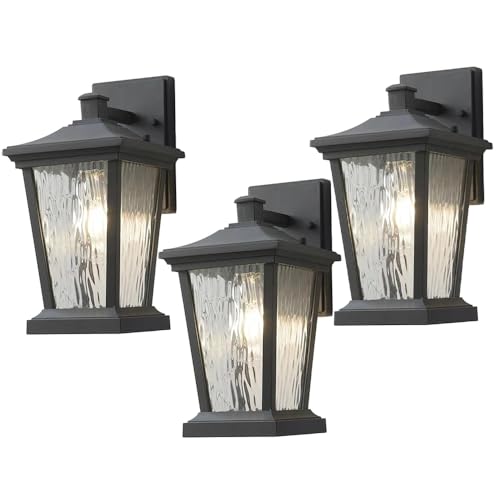 Applique de balcon vintage noire lanterne extérieure en verre pour la cour