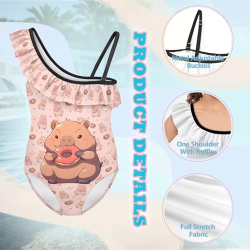 Image of Girls Swimsuit One Piece Ruffle Swimsuit Non-Slip Straps UPF 50+ for Girls Size 3-14 Years