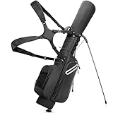 GOBUROS Golfschlägertasche für bis zu 7 Schläger, kompaktes Design für Par 3 Plätze und Driving Range, leichte Pitch und Putt Golftasche, mit gepolstertem ergonomischem Doppelgurt (Schwarz)