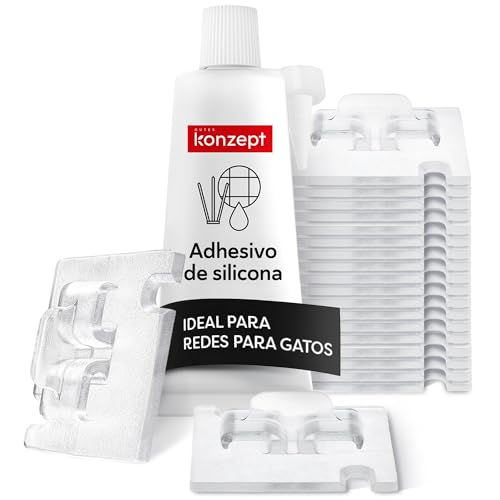 50 ganchos adhesivos con adhesivo de montaje, 30 ml, extrafuertes, para red de gatos, balcón, sin agujeros, transparentes, resistentes a la intemperie, montaje fácil y rápido