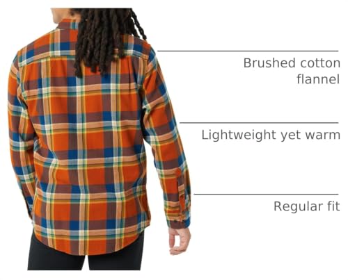 Image of Amazon Essentials Men's Regular Fit Long-Sleeve Flannel Shirt, Soft Brushed Cotton, Lightweight yet Warm