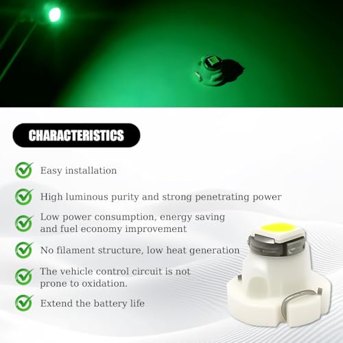 Juego 10 Bombillas LED Automotriz T3 Verde Universal miniatura 4
