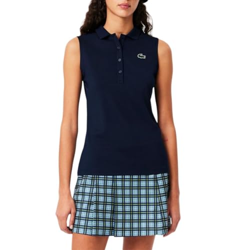 Lacoste Women's Sport Slim Fit UV Protect Stretch Golf Polo Shirt, Navy Blue, 8