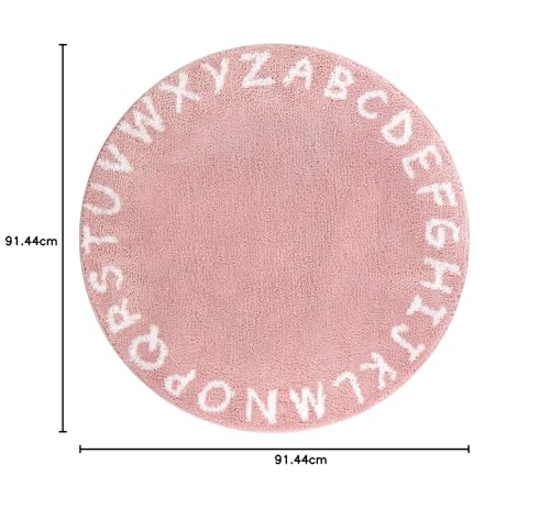 Lahome Pink Round Rug for Girls Bedroom - Image 3