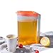 Jarra de plástico de 2,2 litros con tapa, sin BPA, ecológica, jarra de agua para bebidas calientes/frías, jugos de limonada, jarra de té helado, hervidor de agua transparente + tapa naranja