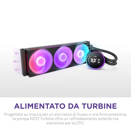 Kraken Elite 360 RGB - AIO CPU Liquid Cooler - 360mm Radiator - F360 RGB Core Fan - Customizable 2.72" IPS LCD Turbine Pump - Intel® LGA 1700, 1200/115X, 1851 - AMD® AM5, AM4 - Black - Sistema di raffreddamento - Immagine 2