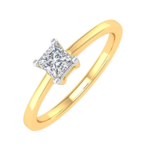 1/4 Carat 4-Prong Set Princess Cut Diamond Solitaire Engagement Ring Band in 14K Gold