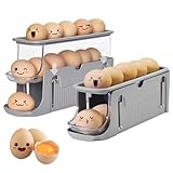 Virmate Soporte para huevos para refrigerador, contenedor de huevos de 3 niveles, almacenamiento de huevos plegable, dispensador automático de huevos para refrigerador, encimera, organizadores de