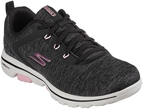 Skechers Women's Go Walk 5 Arch Fit Golf Shoe Sneaker, Black/Pink, 8.5 | Image 4
