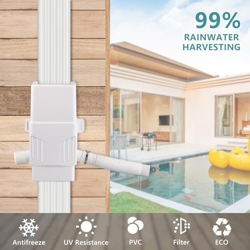 Rainwater Collection System, Rain Barrel Diverter Kit for 2x3”and 3x4” Downspouts, with Filtration and Hose, Rain Diverter, Downspout Diverter, White - Image 3