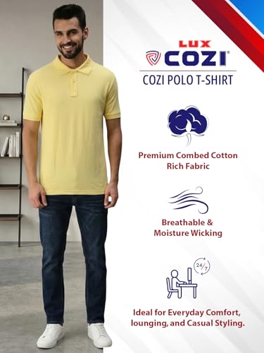 Image of Lux Cozi Men's Cotton Solid Polo Tshirt | Collar Tshirts | Half Sleeves | Stylish & Premium All Day Wear | Pack of 1