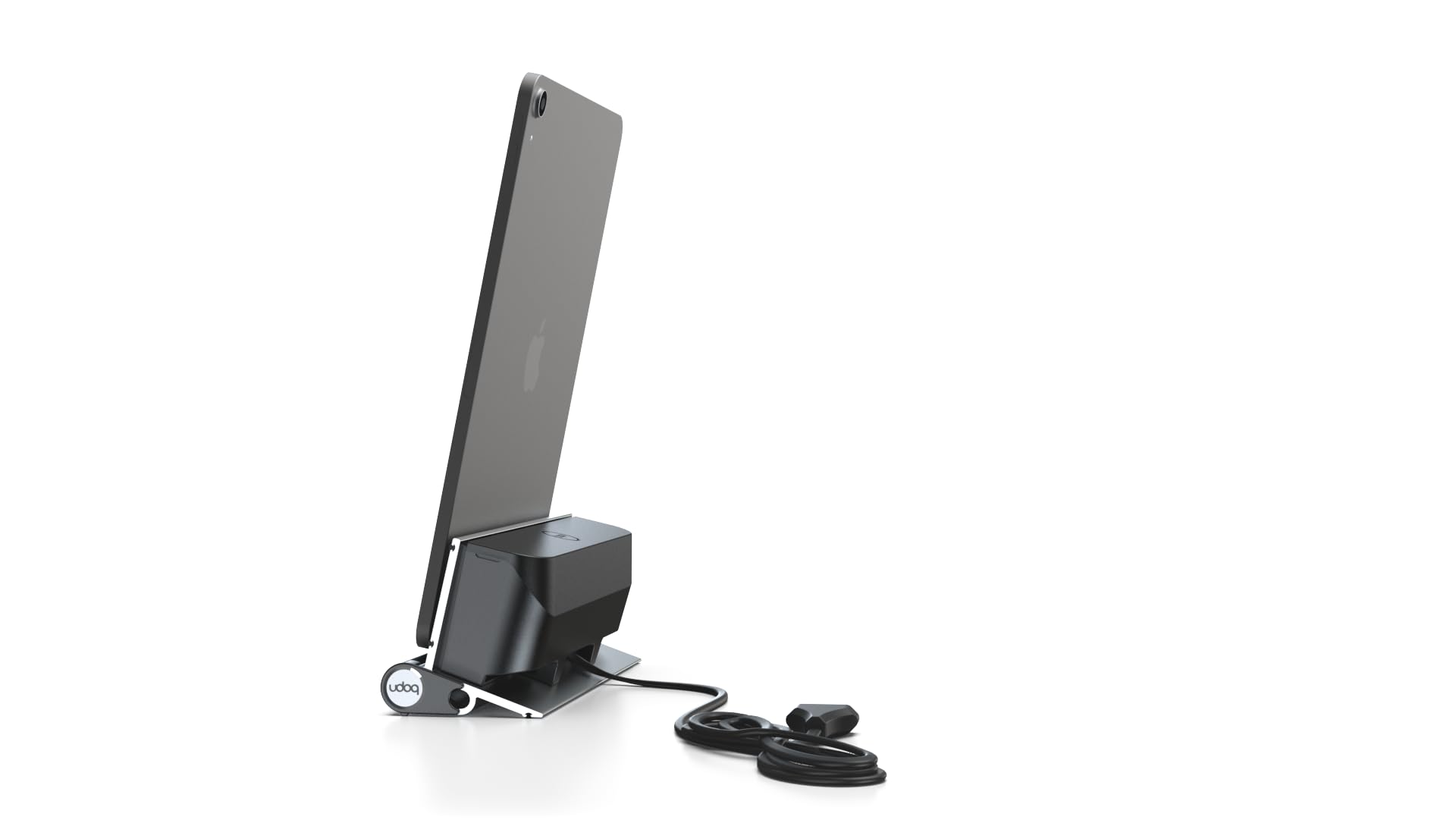 udoq Stacja ładująca do tabletu 250 z aluminium, z funkcją szybkiego ładowania USB-C 68 W, kompatybilna z iPadami i smartfonami, modułowa, kabel z regulacją wysokości do etui (srebrny, 250)