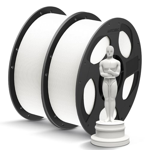 Image of ANYCUBIC PLA+ 3D Printer Filament Bundle, PLA Plus 1.75mm Dimensional Accuracy + /- 0.02mm, Fit Most FDM 3D Printers, 1KG Reusable Spool, 2KG White+White