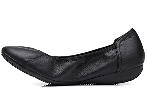 Women's Leather Casual Loafers Ballet Slip On Comfort Flat Shoes2