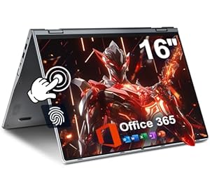 jumper Laptop, 16'' IPS FHD Touchscreen Laptop, 16GB DDR5 640GB Storage, Quad-Core N95(bis zu 3, 4 GHz), 1 Jahr Office 365, QWERTZ Tastatur mit Hintergrundbeleuchtung, Fingerabdruckleser, WiFi 6, BT5.2