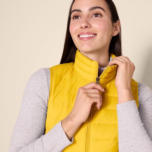 Amazon Essentials Damen Leichte wasserabweisende und packbare Steppweste, Gelb, XL