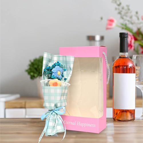 Cortina Plastic Handmade Crochet Artificial Flowers with Light|Aesthetic Room Decor, Living & Bedroom Decor|Artificial Flower Wall Decor|Great for Gifting - Sky Blue - 12x7x25.5 CM