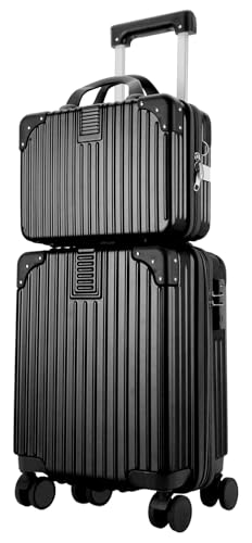 Mala de Bordo 10kg com frasqueira de viagem feminina Bagagem de Mão Expansivel Aprovada ANAC com 4 Rodízios removíveis 360° Cadeado AntiFurto TSA Mala de Viagem com zíper à prova de explosão preto