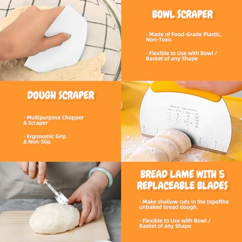 Complete Sourdough Bread Starter Kit with 35OZ Jar, All-in-One Sourdough Starter Kit, 2 Silicone Proofing Baskets, Non-Stick Baking Mat & 15-Piece Baking Tools Set - Includes Dough Scraper, Lid & More by Tanedar - Image 7