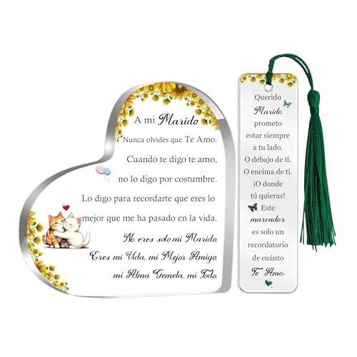 Imagen de Marido Regalos Mi Hombre Cumpleaños Signos de Corazón Marcadores de Libro Juego de 2 Piezas Aniversario de Boda Almas Gemelas Mi Amante Placas Navidad San Valentín Recuerdo para Él Te amo Románticos