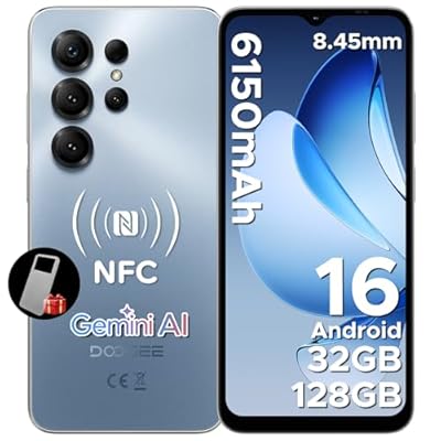 DOOGEE NOTE56X PRO Telefono Movil Octa Core Andriod 16 Batería 6150mAh 32GB+128GB/2TB 6.56" HD+ 90Hz Móvil 13MP+8MP NFC/Dual SIM 4G/GPS/OTG/Huella Dactilar/Face ID/Widevine L1/3.5mm Jack Smartphone